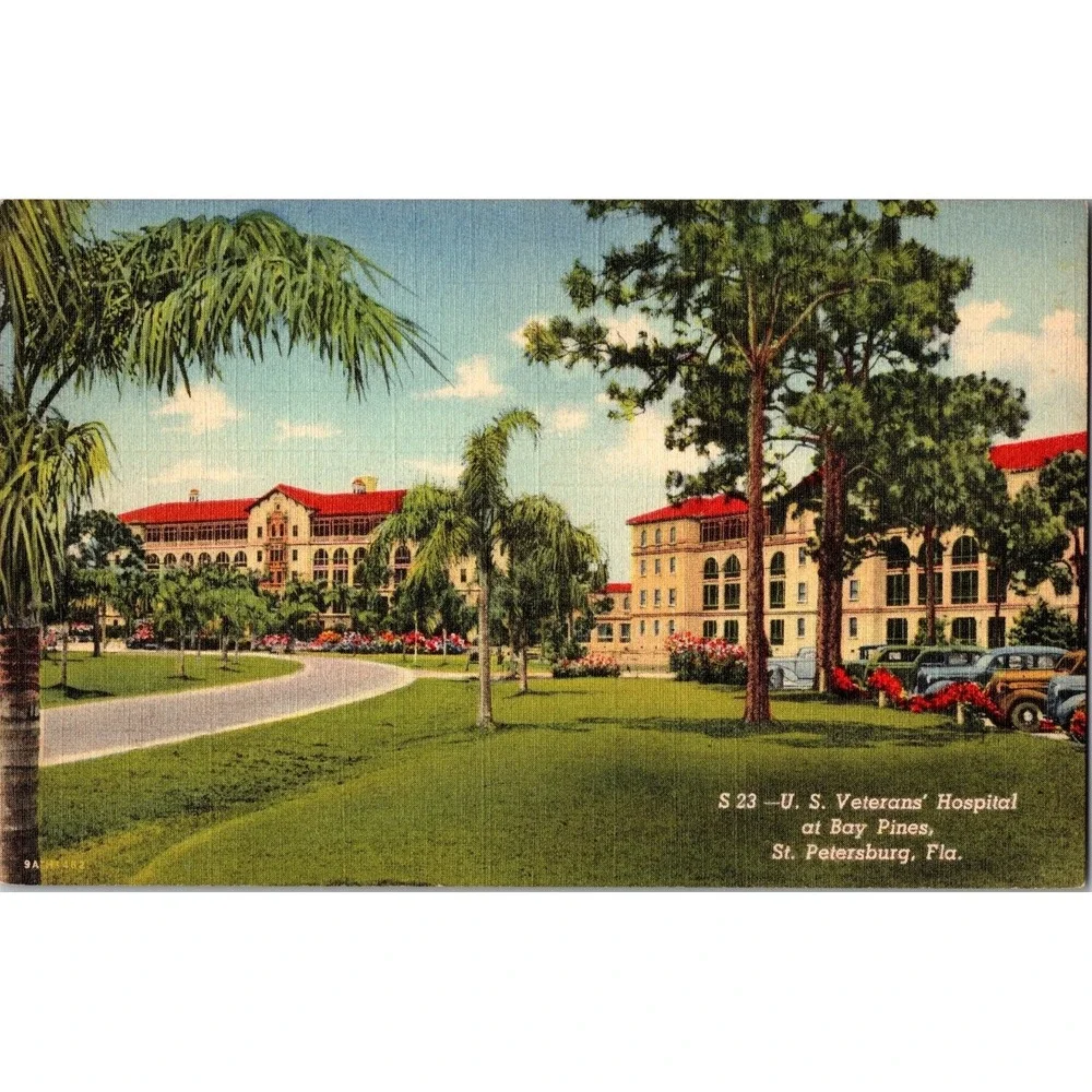 Vintage Linen Postcard U.S. Veterans' Hospital Bay Pines‎ St. Petersburg